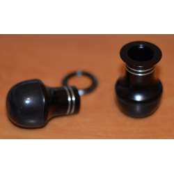 Butt cap alu Rubber + bague trim Noir mat