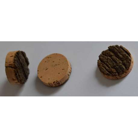 Lot de 3 rondelles de liège brutes 34mm qualité extra