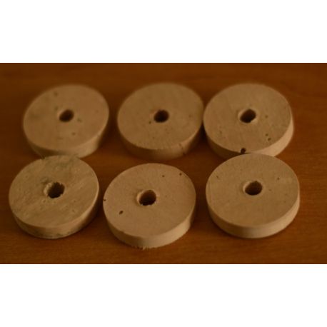 Les 6 disques de liège top flor avec trou central 6mm - 31.5x6.5mm