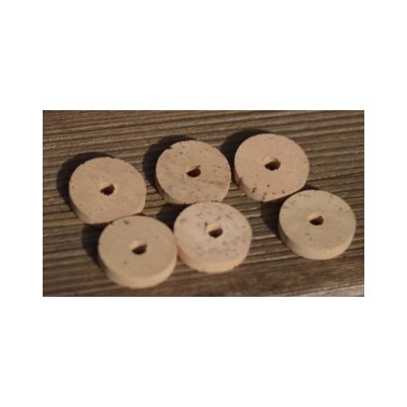 Les 6 disques de liège extra avec trou central 6mm - 31.5x6.5mm